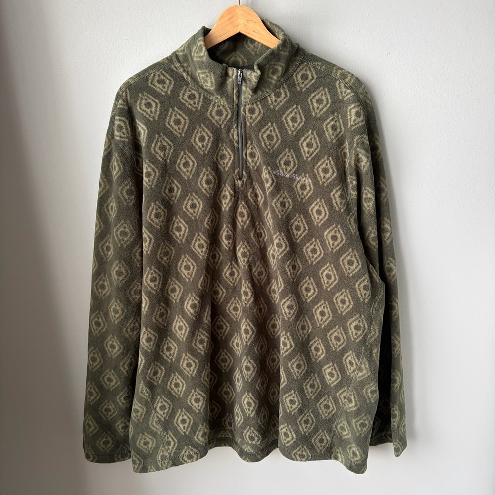 Eddie Bauer Mens Size XXL Green Long Sleeve Venture Fleece‎ Pullover Shirt